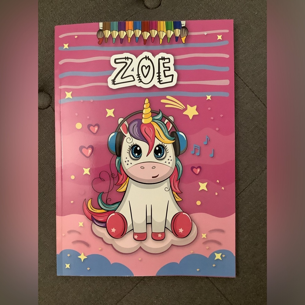 Zoe: Personalized name Coloring Book for Zoe brand new unicorn theme